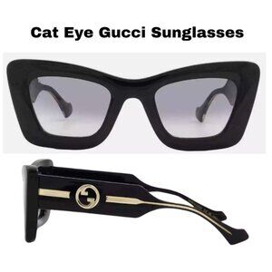 New Beautiful Gucci Grey Gradient Cat Eye Ladies Sunglasses